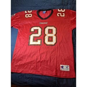 Vintage 90s Tampa Bay Buccaneers EUC Red VTG Football Jersey #28 DUNN Size 48/XL